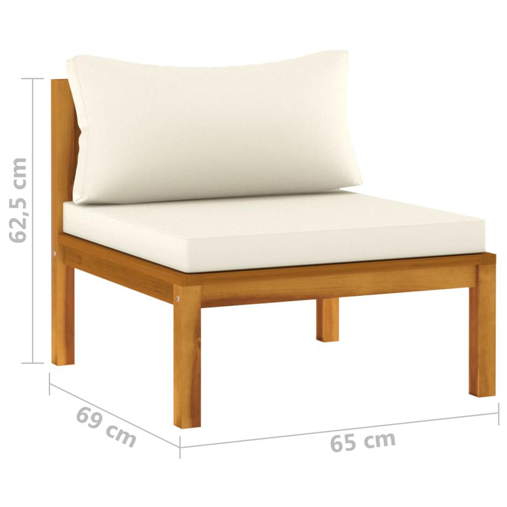 vidaXL 3-Seater Patio Sofa with Cream Cushion Solid Acacia Wood. Picture 8