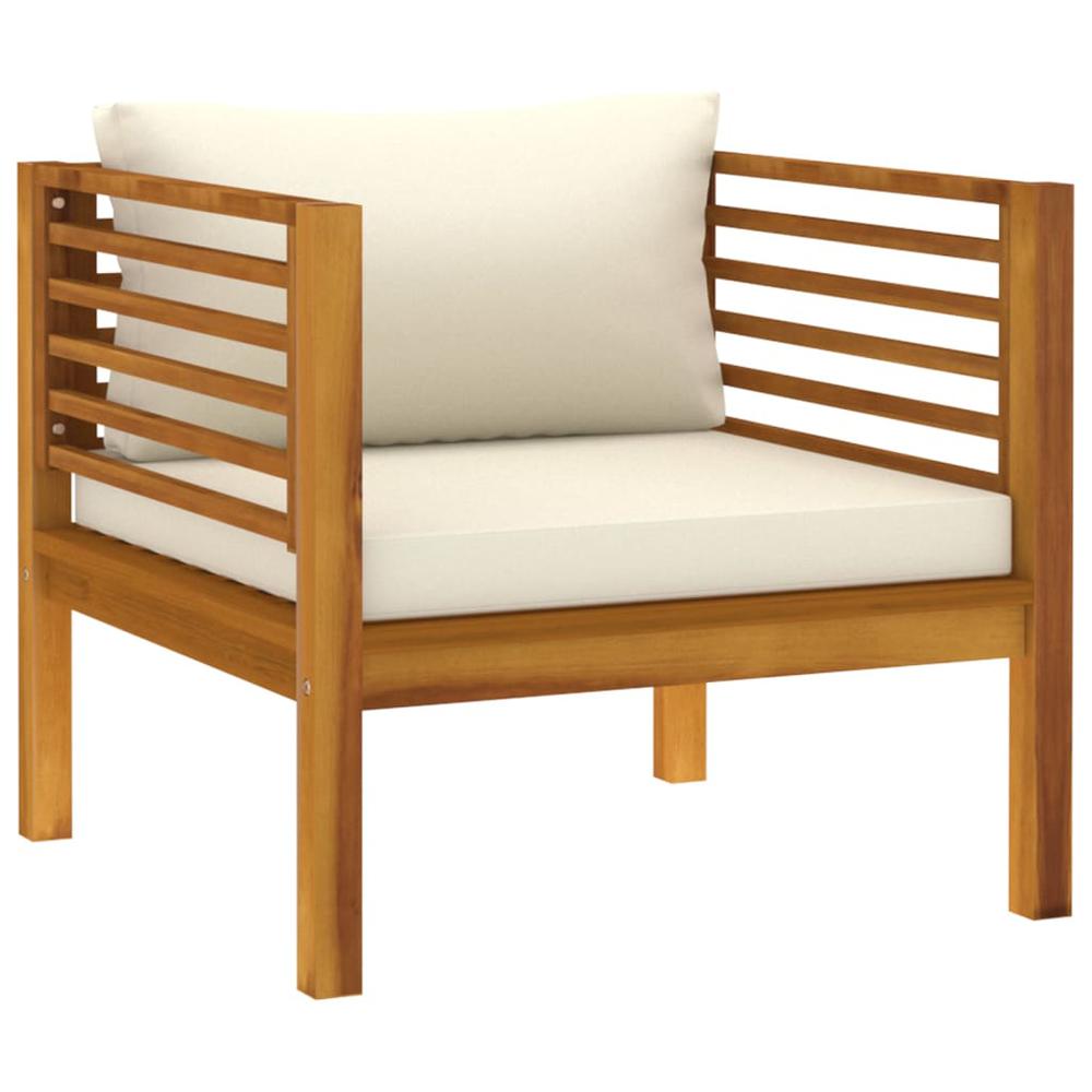 vidaXL 7 Piece Patio Lounge Set with Cream Cushion Solid Acacia Wood, 3086954. Picture 10