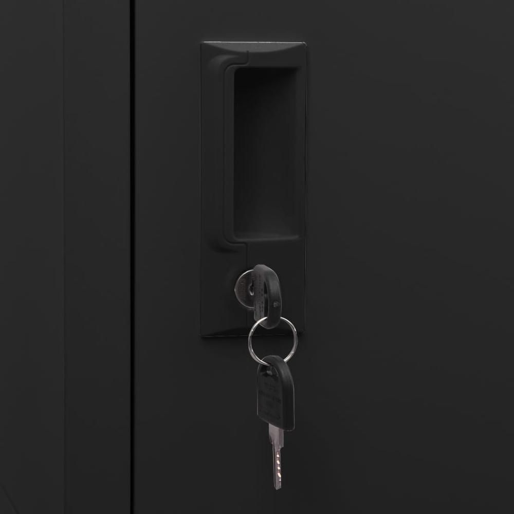 vidaXL Locker Cabinet Black 15"x17.7"x70.9" Steel, 339774. Picture 7
