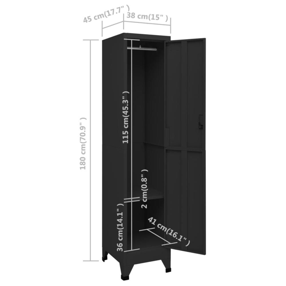 vidaXL Locker Cabinet Black 15"x17.7"x70.9" Steel, 339774. Picture 8