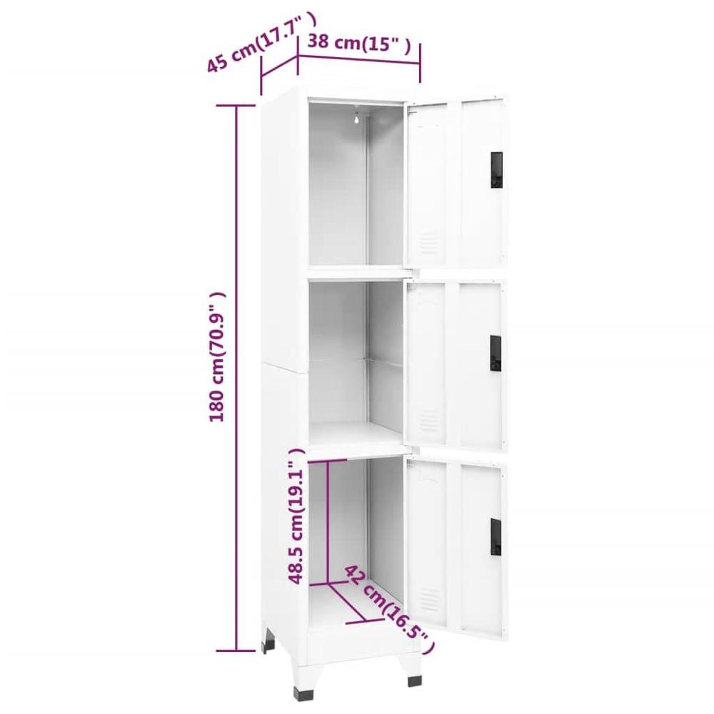 vidaXL Locker Cabinet White 15"x17.7"x70.9" Steel, 339780. Picture 8