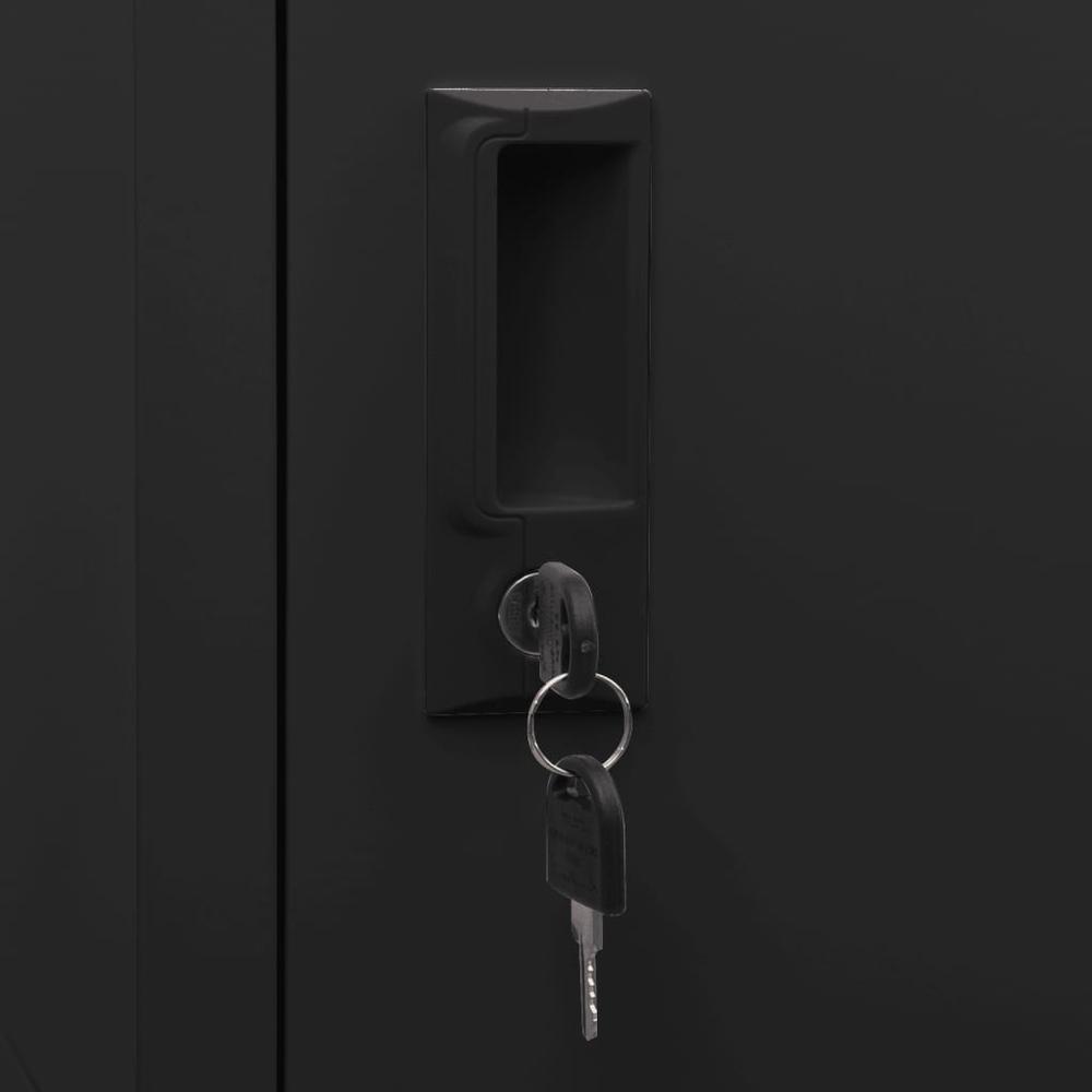 vidaXL Locker Cabinet Black 15"x17.7"x70.9" Steel, 339782. Picture 6