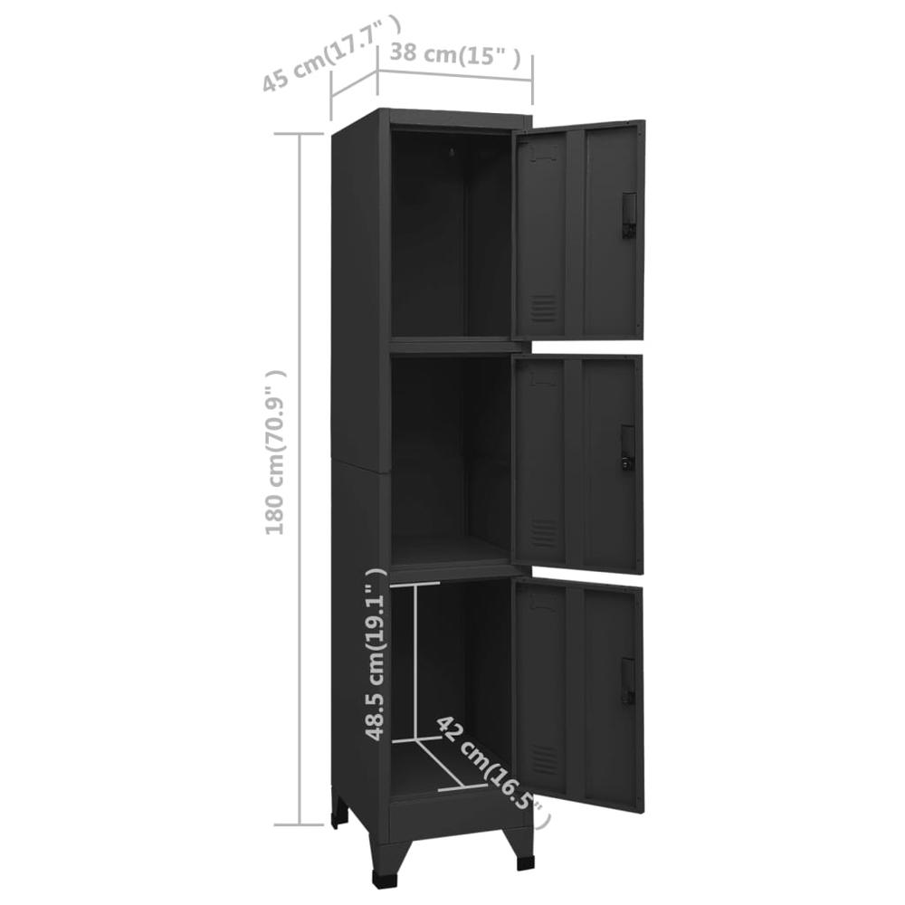 vidaXL Locker Cabinet Black 15"x17.7"x70.9" Steel, 339782. Picture 8