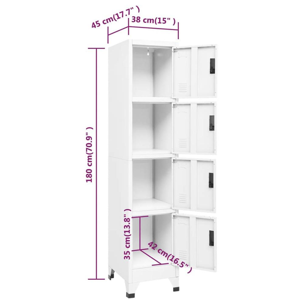 vidaXL Locker Cabinet White 15"x17.7"x70.9" Steel, 339784. Picture 8