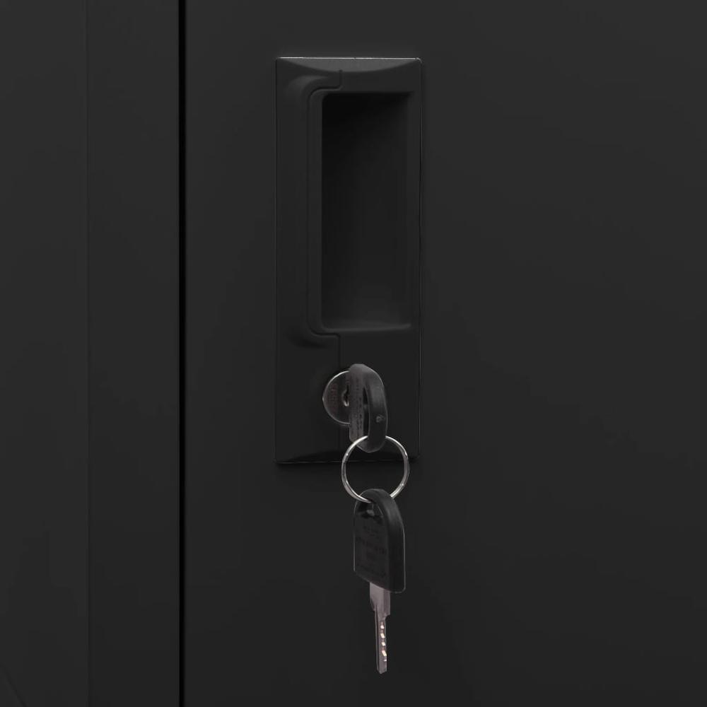 vidaXL Locker Cabinet Black 15"x17.7"x70.9" Steel, 339786. Picture 7