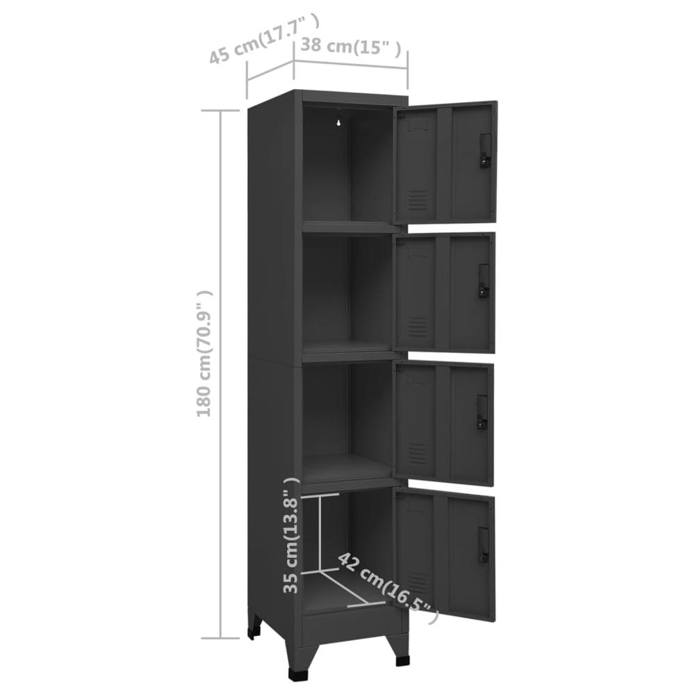vidaXL Locker Cabinet Anthracite 15"x17.7"x70.9" Steel, 339787. Picture 8