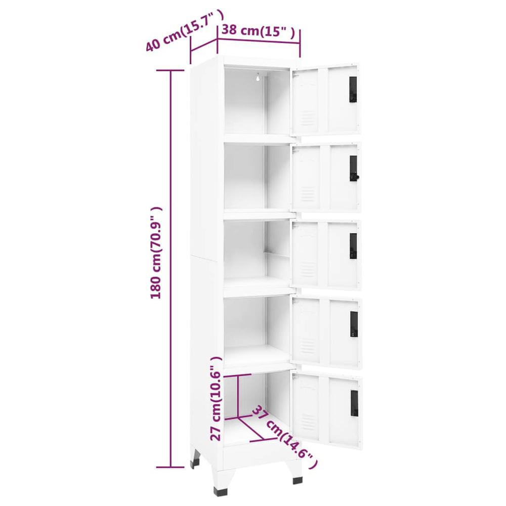 vidaXL Locker Cabinet White 15"x15.7"x70.9" Steel, 339788. Picture 8