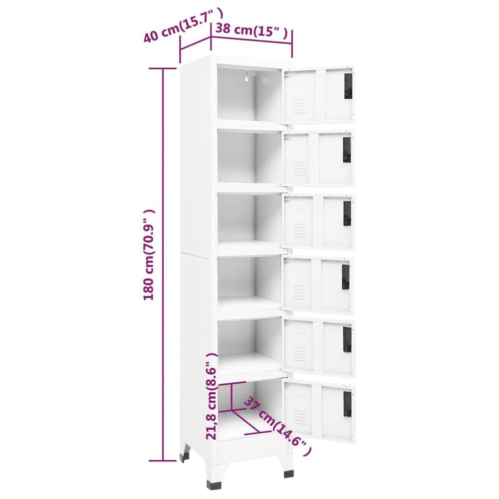 vidaXL Locker Cabinet White 15"x15.7"x70.9" Steel, 339792. Picture 8