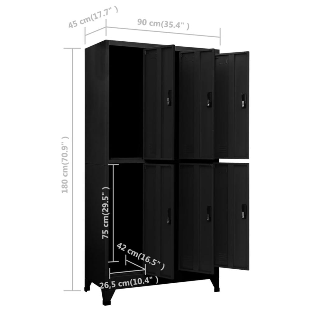 vidaXL Locker Cabinet Black 35.4"x17.7"x70.9" Steel. Picture 8