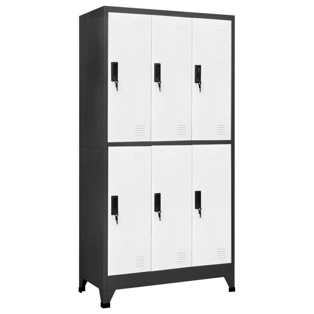 Locker Cabinet Anthracite and White 35.4"x17.7"x70.9" Steel. Picture 9