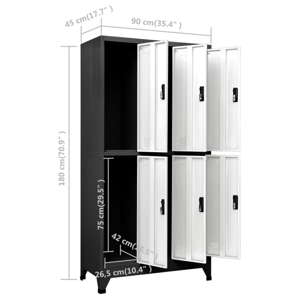 Locker Cabinet Anthracite and White 35.4"x17.7"x70.9" Steel. Picture 7