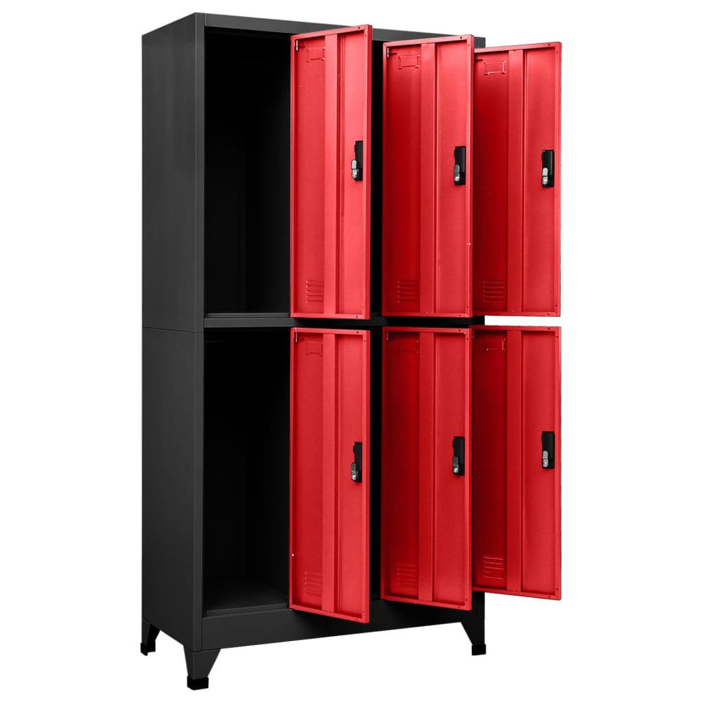 Locker Cabinet Anthracite and Red 35.4"x17.7"x70.9" Steel. Picture 4