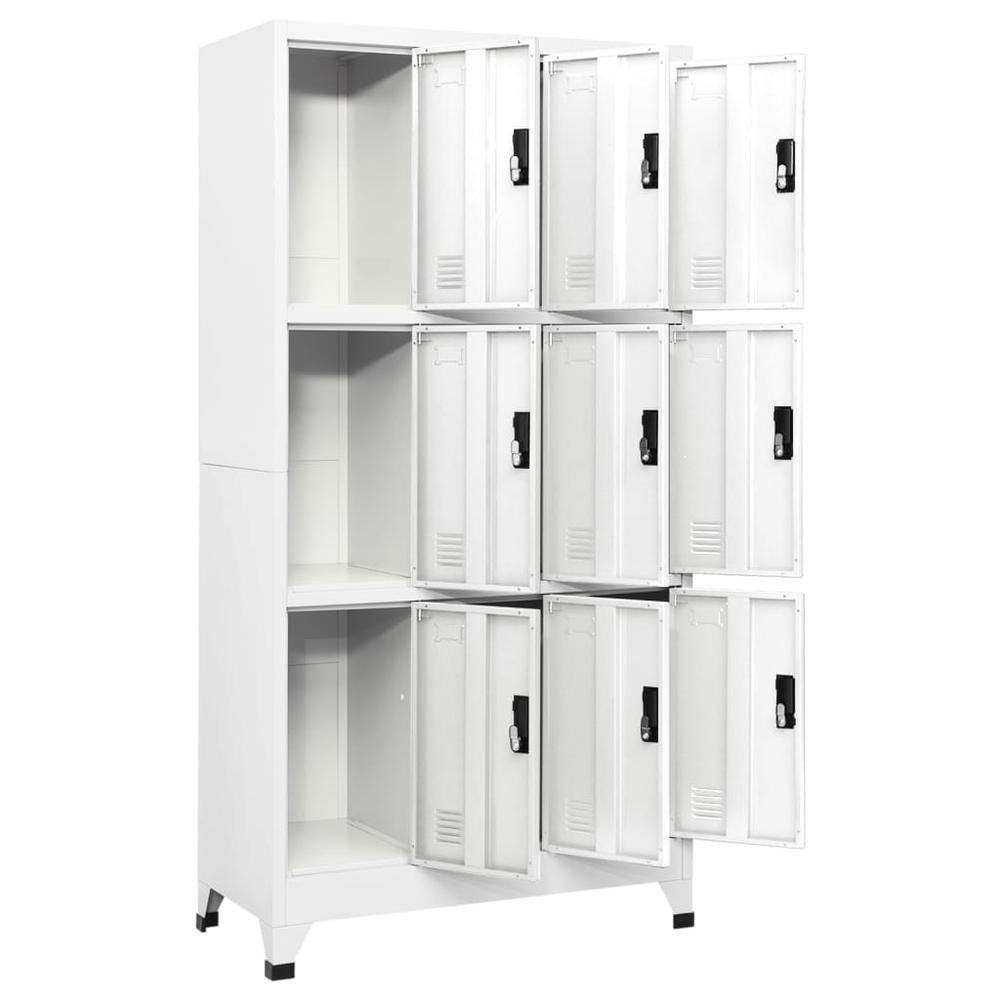 Locker Cabinet White 35.4"x17.7"x70.9" Steel. Picture 2