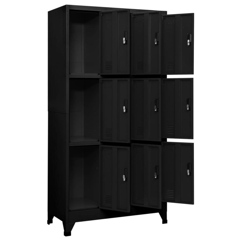 Locker Cabinet Black 35.4"x17.7"x70.9" Steel. Picture 2