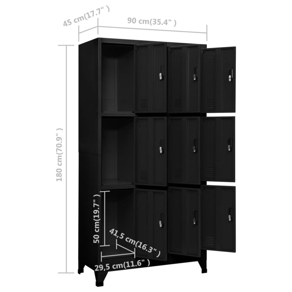 Locker Cabinet Black 35.4"x17.7"x70.9" Steel. Picture 7