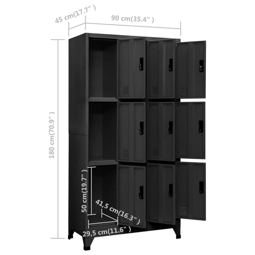 Locker Cabinet Anthracite 35.4"x17.7"x70.9" Steel. Picture 7