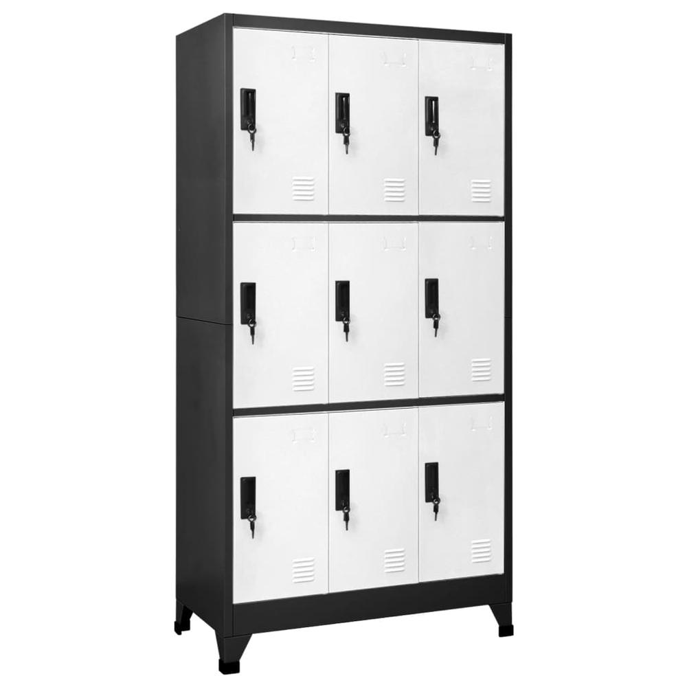 Locker Cabinet Anthracite and White 35.4"x17.7"x70.9" Steel. Picture 9
