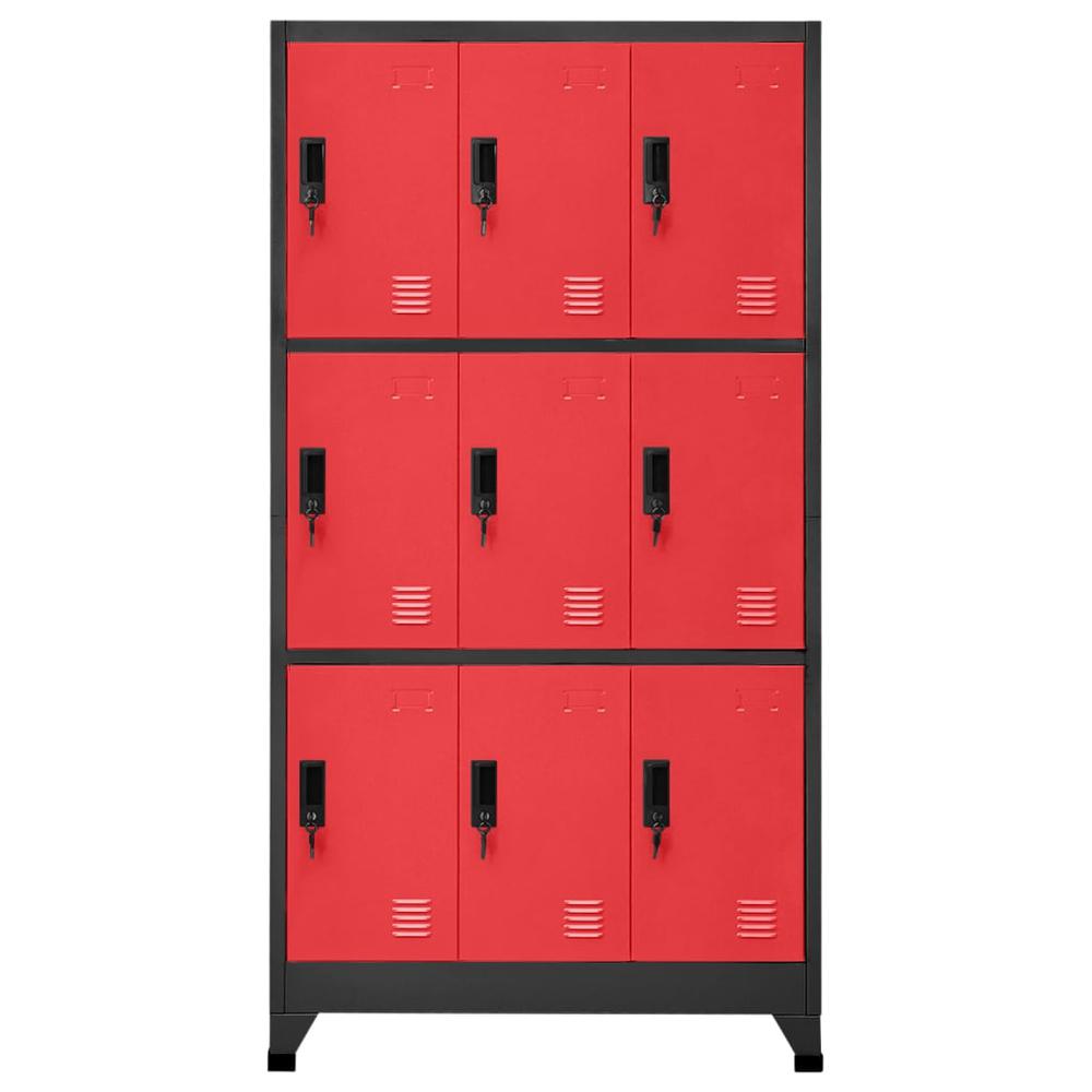 Locker Cabinet Anthracite and Red 35.4"x17.7"x70.9" Steel. Picture 1