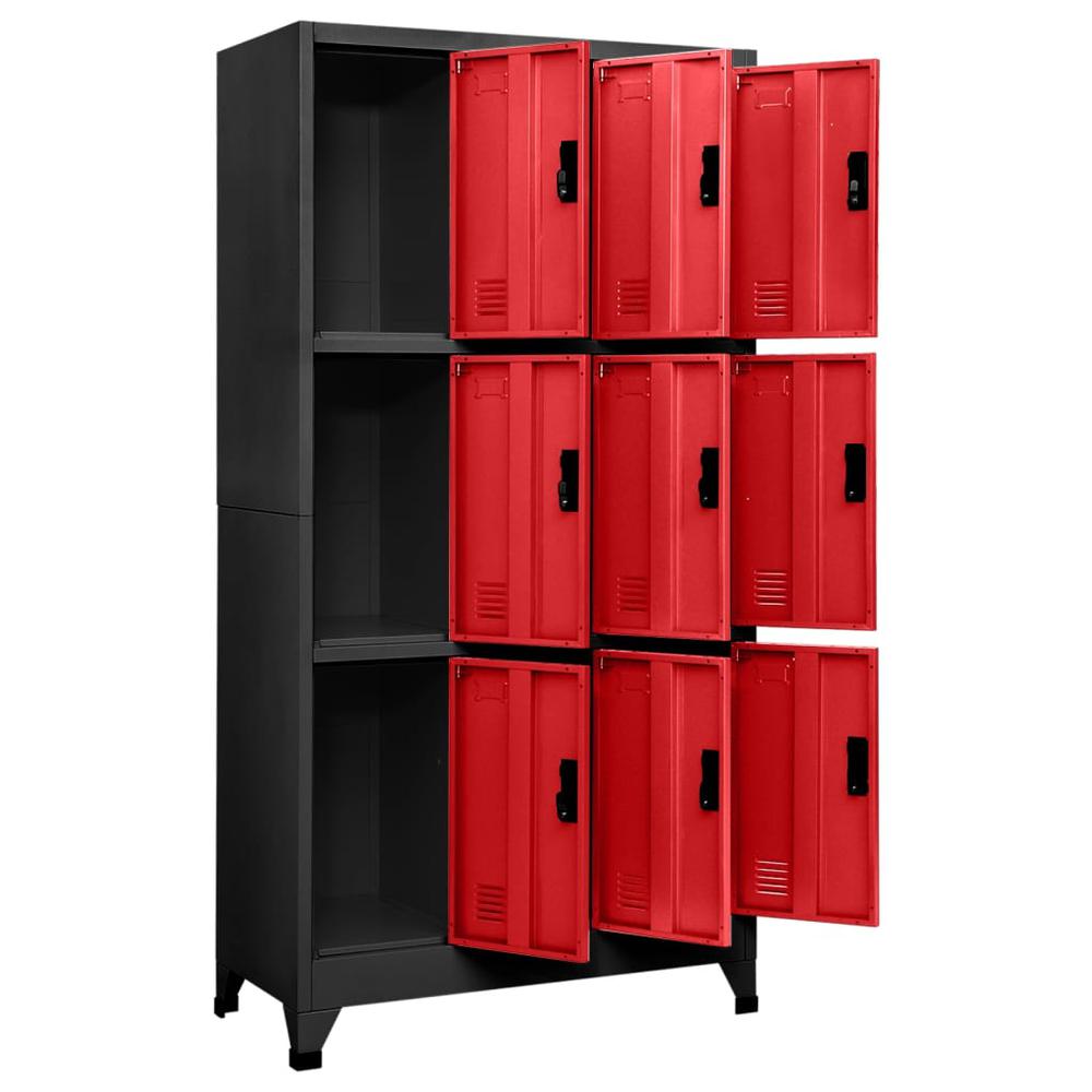 Locker Cabinet Anthracite and Red 35.4"x17.7"x70.9" Steel. Picture 2