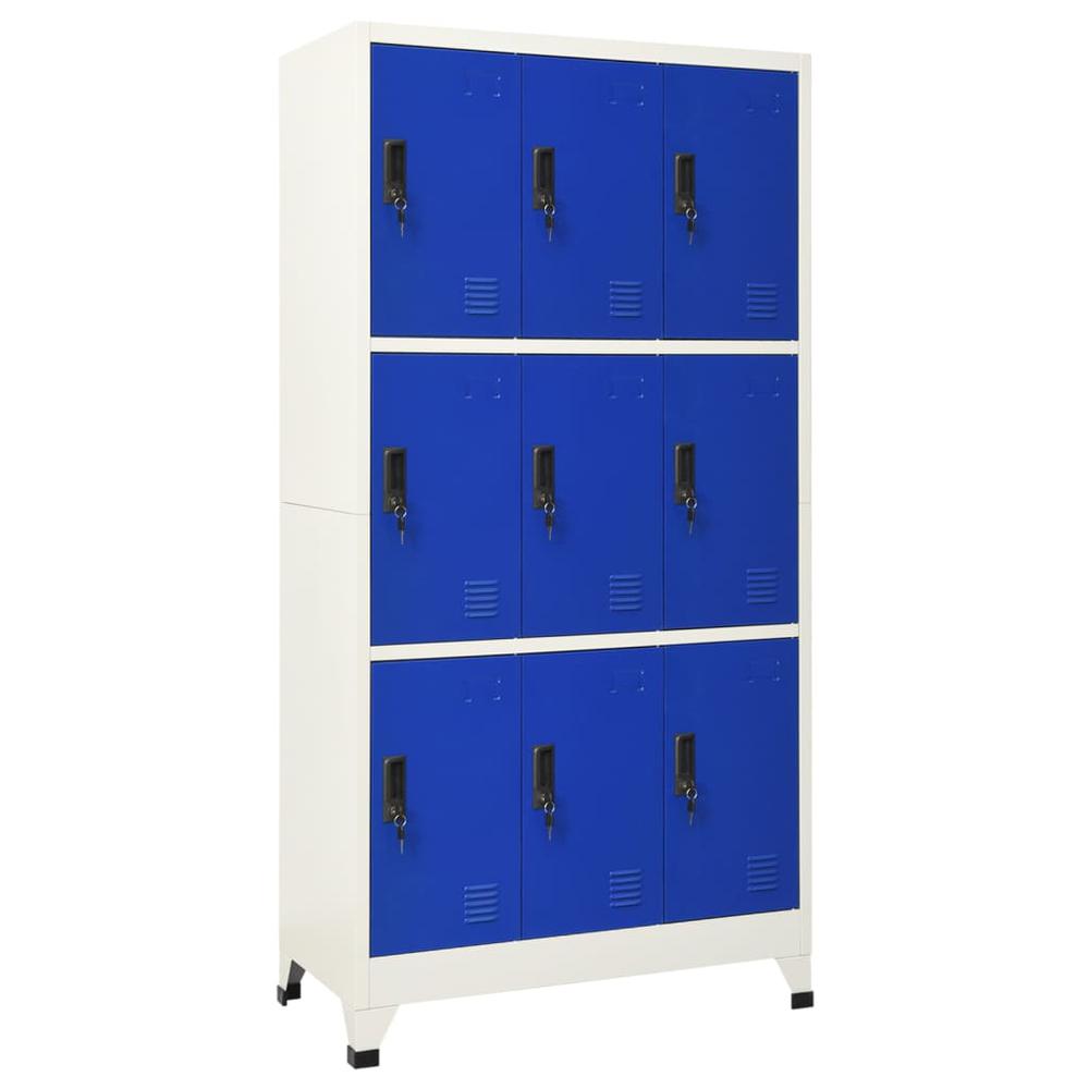 Locker Cabinet Gray and Blue 35.4"x17.7"x70.9" Steel. Picture 9