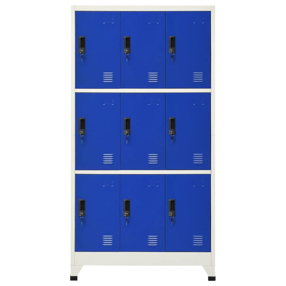 Locker Cabinet Gray and Blue 35.4"x17.7"x70.9" Steel. Picture 1