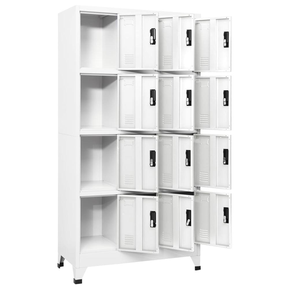 Locker Cabinet White 35.4"x17.7"x70.9" Steel. Picture 2