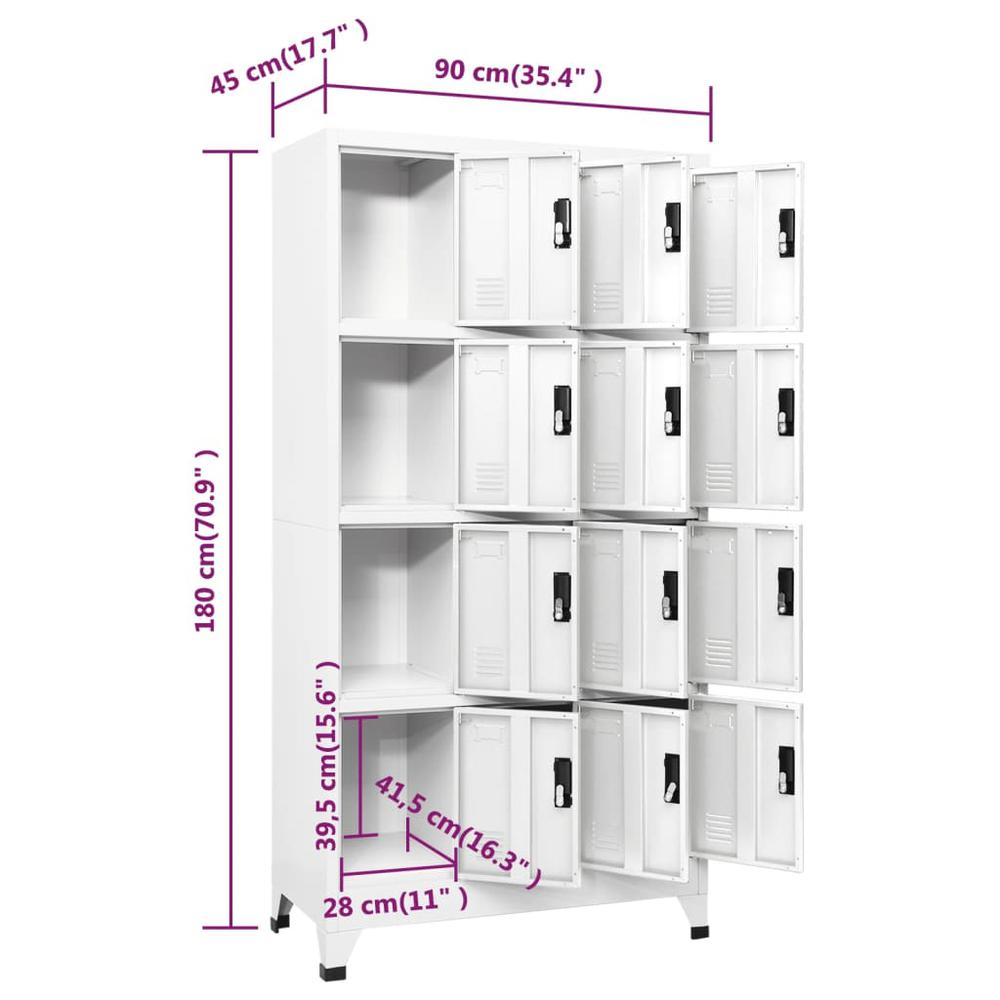 Locker Cabinet White 35.4"x17.7"x70.9" Steel. Picture 7