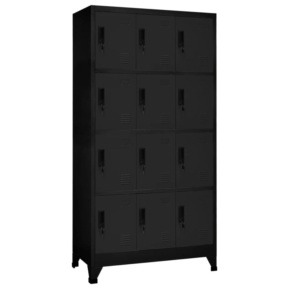Locker Cabinet Black 35.4"x17.7"x70.9" Steel. Picture 9