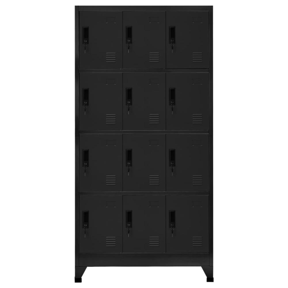 Locker Cabinet Black 35.4"x17.7"x70.9" Steel. Picture 1