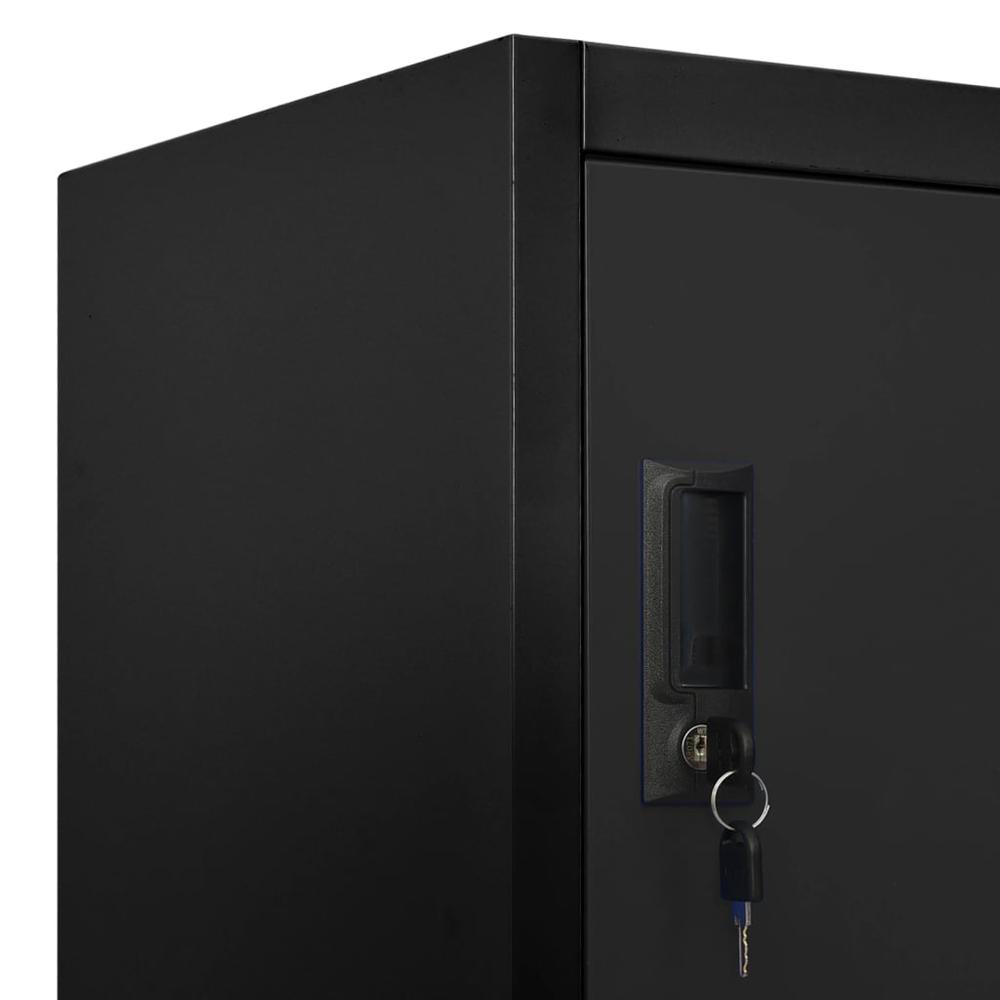 Locker Cabinet Black 35.4"x17.7"x70.9" Steel. Picture 6