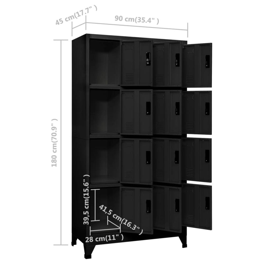 Locker Cabinet Black 35.4"x17.7"x70.9" Steel. Picture 7