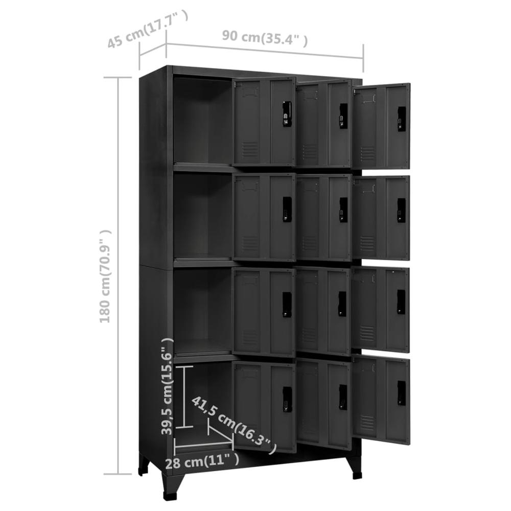 Locker Cabinet Anthracite 35.4"x17.7"x70.9" Steel. Picture 7