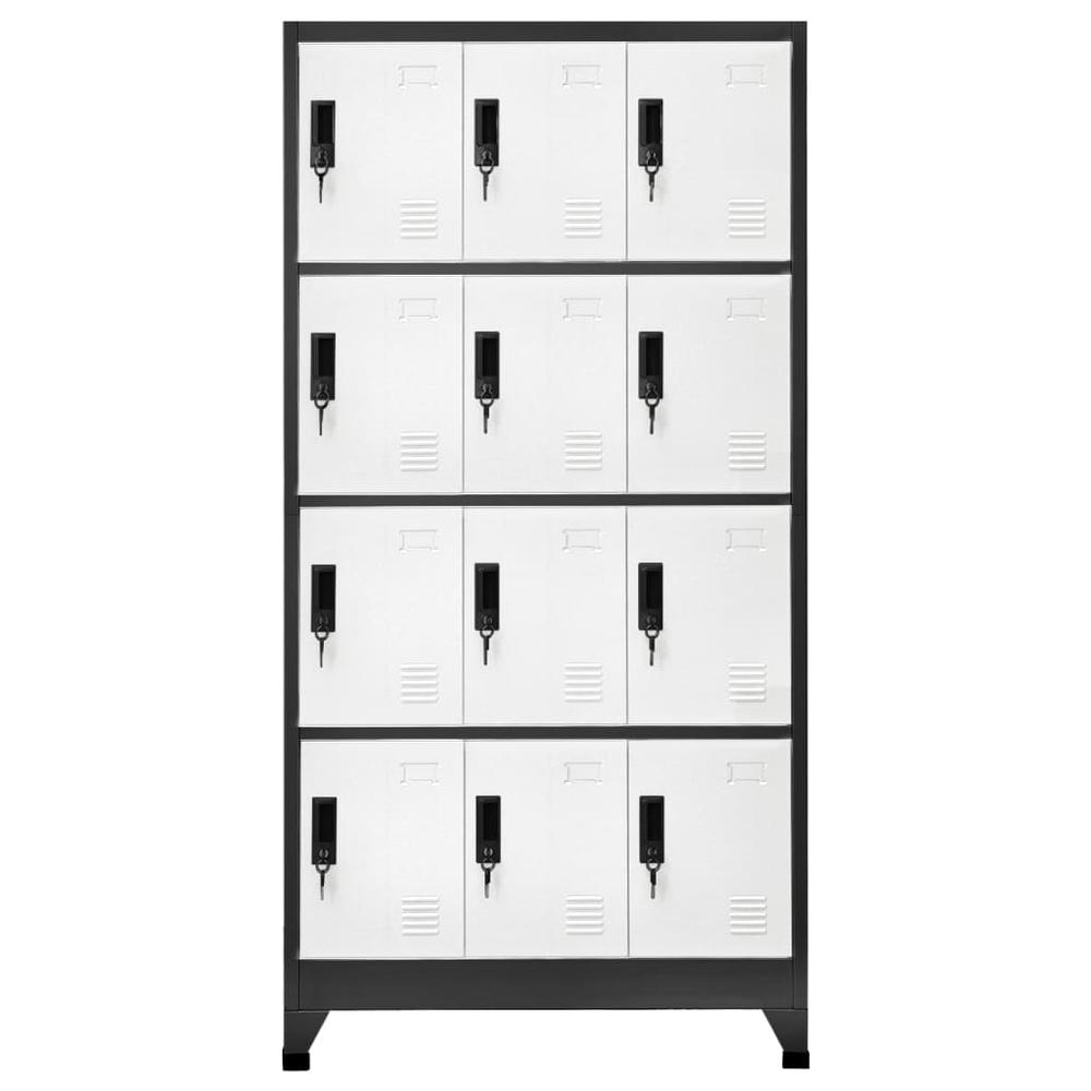 Locker Cabinet Anthracite and White 35.4"x17.7"x70.9" Steel. Picture 1