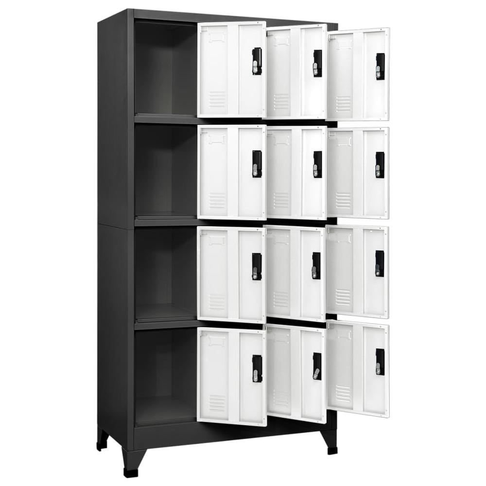 Locker Cabinet Anthracite and White 35.4"x17.7"x70.9" Steel. Picture 2