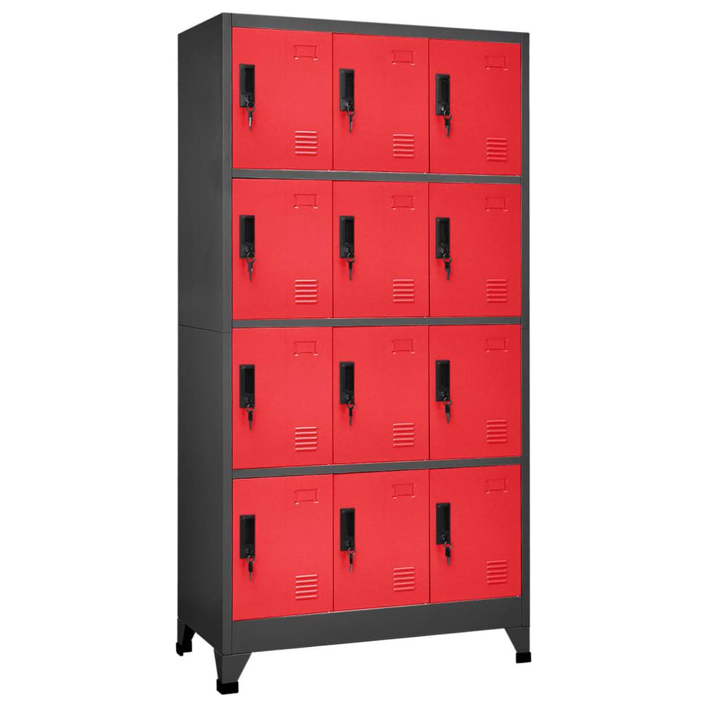 Locker Cabinet Anthracite and Red 35.4"x17.7"x70.9" Steel. Picture 9