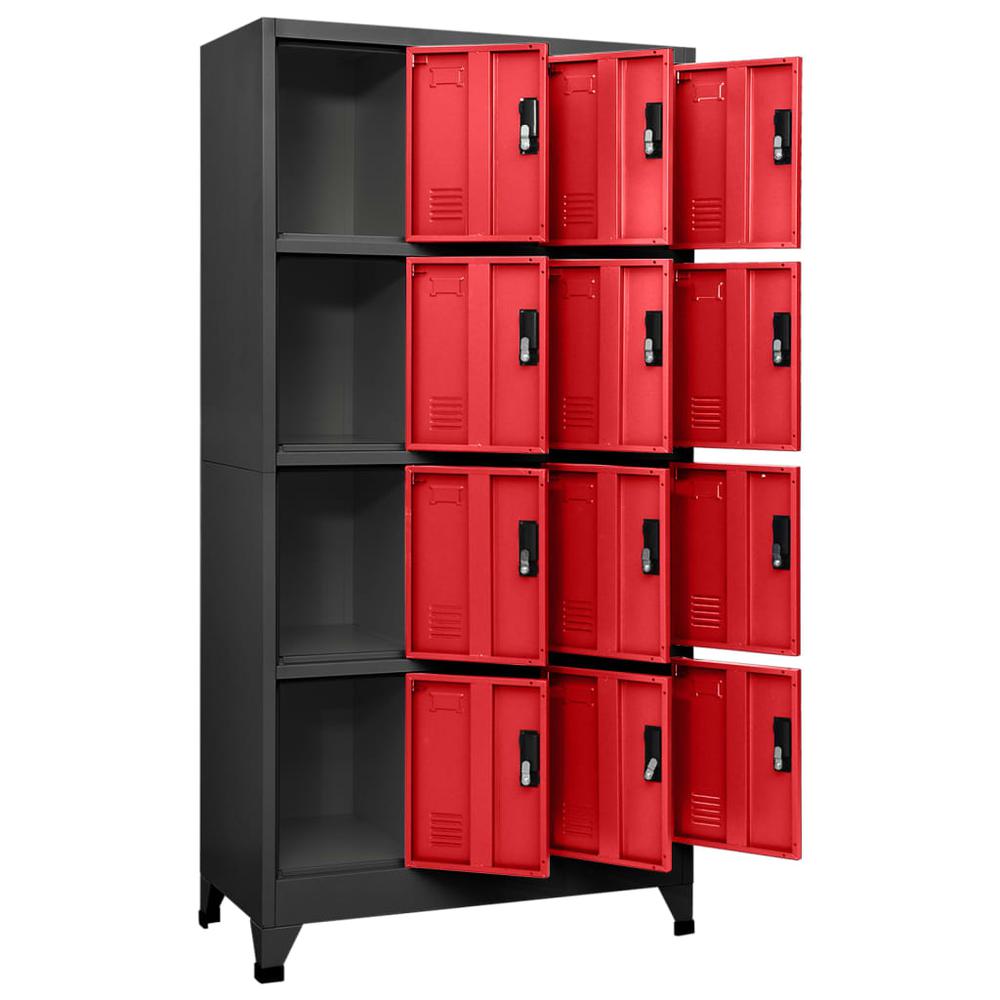 Locker Cabinet Anthracite and Red 35.4"x17.7"x70.9" Steel. Picture 2