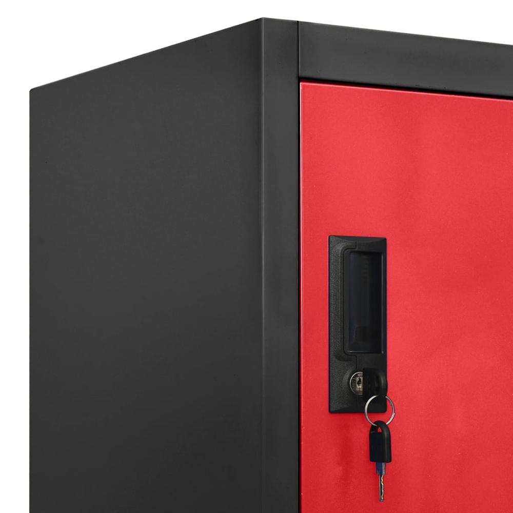 Locker Cabinet Anthracite and Red 35.4"x17.7"x70.9" Steel. Picture 6