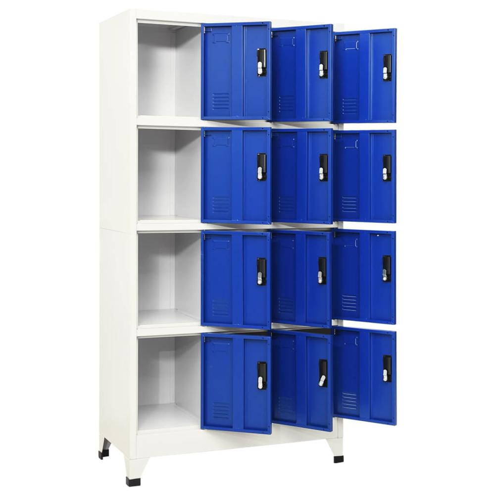 Locker Cabinet Gray and Blue 35.4"x17.7"x70.9" Steel. Picture 2
