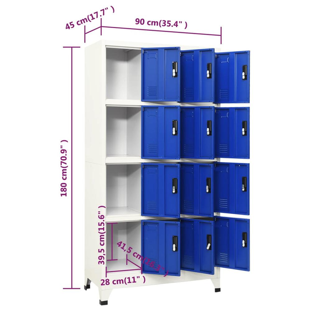 Locker Cabinet Gray and Blue 35.4"x17.7"x70.9" Steel. Picture 7