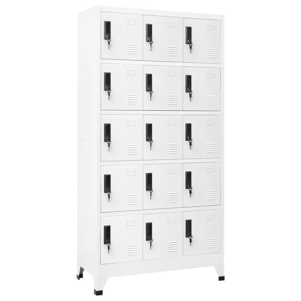 Locker Cabinet White 35.4"x15.7"x70.9" Steel. Picture 9