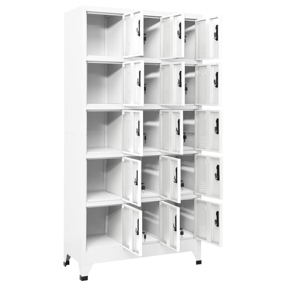 Locker Cabinet White 35.4"x15.7"x70.9" Steel. Picture 2