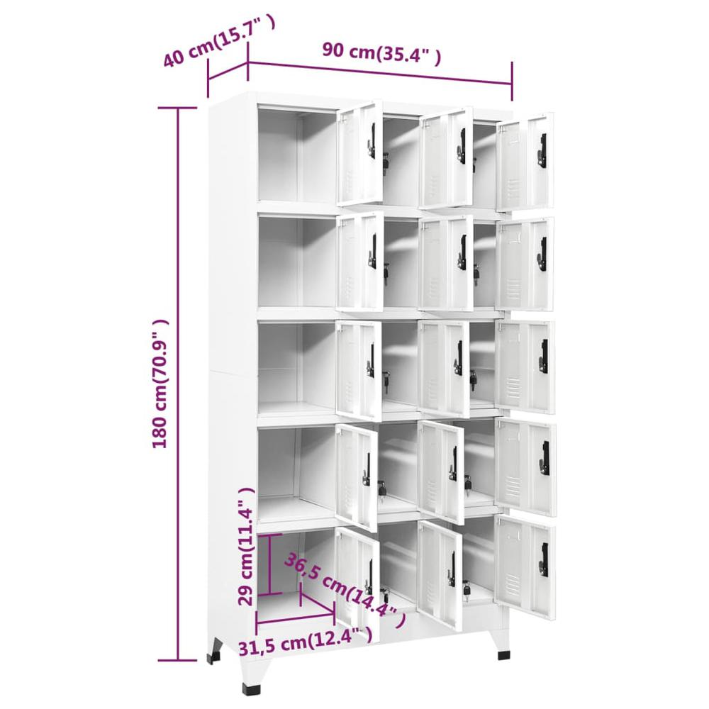Locker Cabinet White 35.4"x15.7"x70.9" Steel. Picture 7