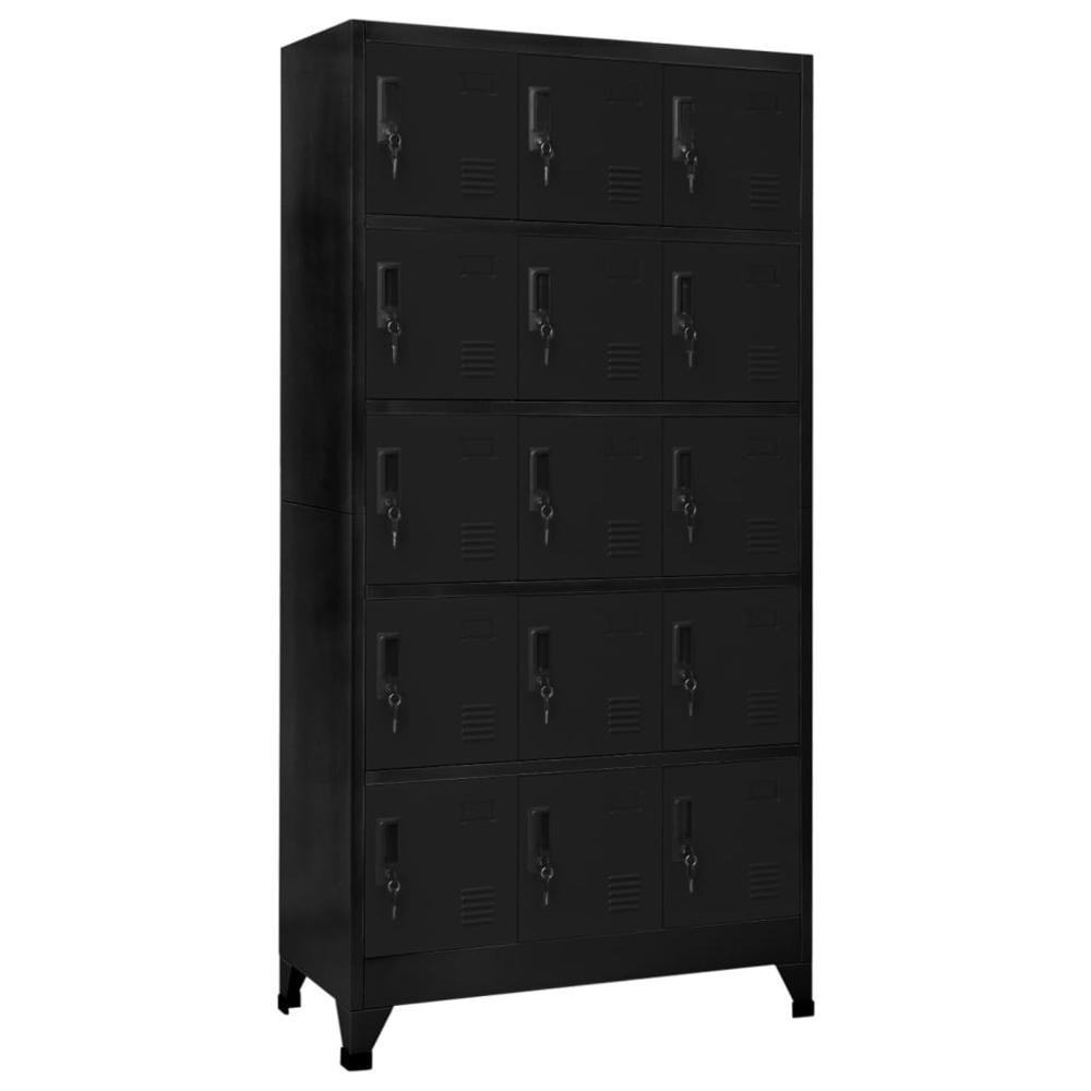 Locker Cabinet Black 35.4"x15.7"x70.9" Steel. Picture 9