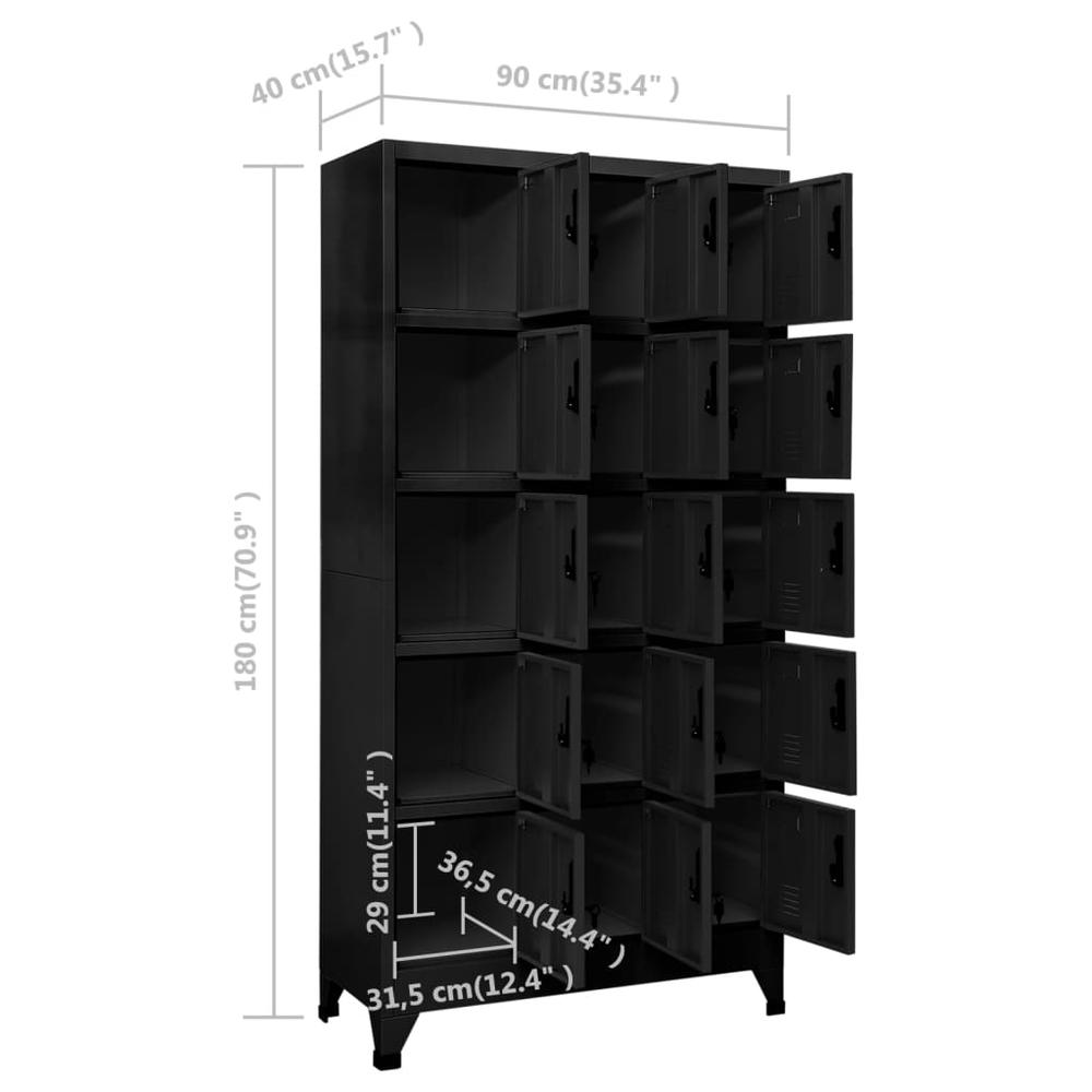 Locker Cabinet Black 35.4"x15.7"x70.9" Steel. Picture 7