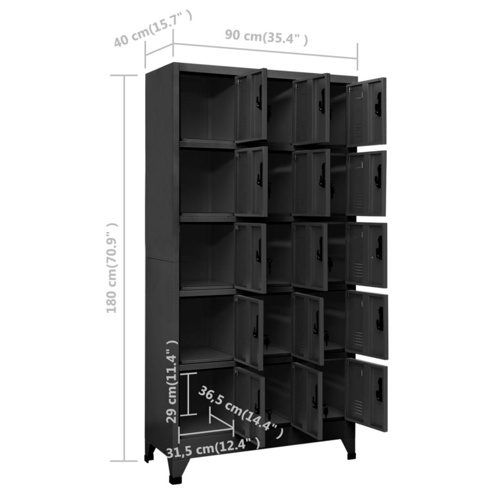Locker Cabinet Anthracite 35.4"x15.7"x70.9" Steel. Picture 7