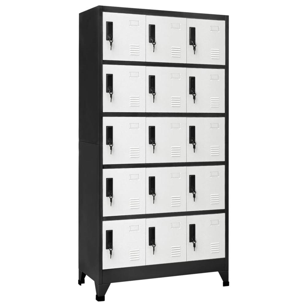 Locker Cabinet Anthracite and White 35.4"x15.7"x70.9" Steel. Picture 9