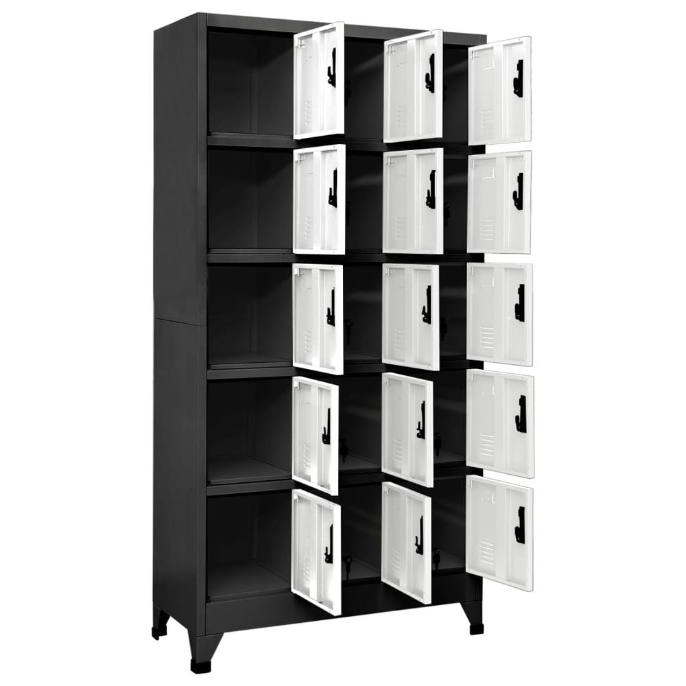 Locker Cabinet Anthracite and White 35.4"x15.7"x70.9" Steel. Picture 2