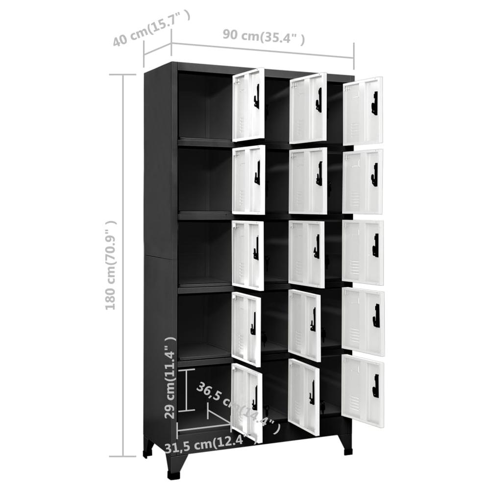 Locker Cabinet Anthracite and White 35.4"x15.7"x70.9" Steel. Picture 7