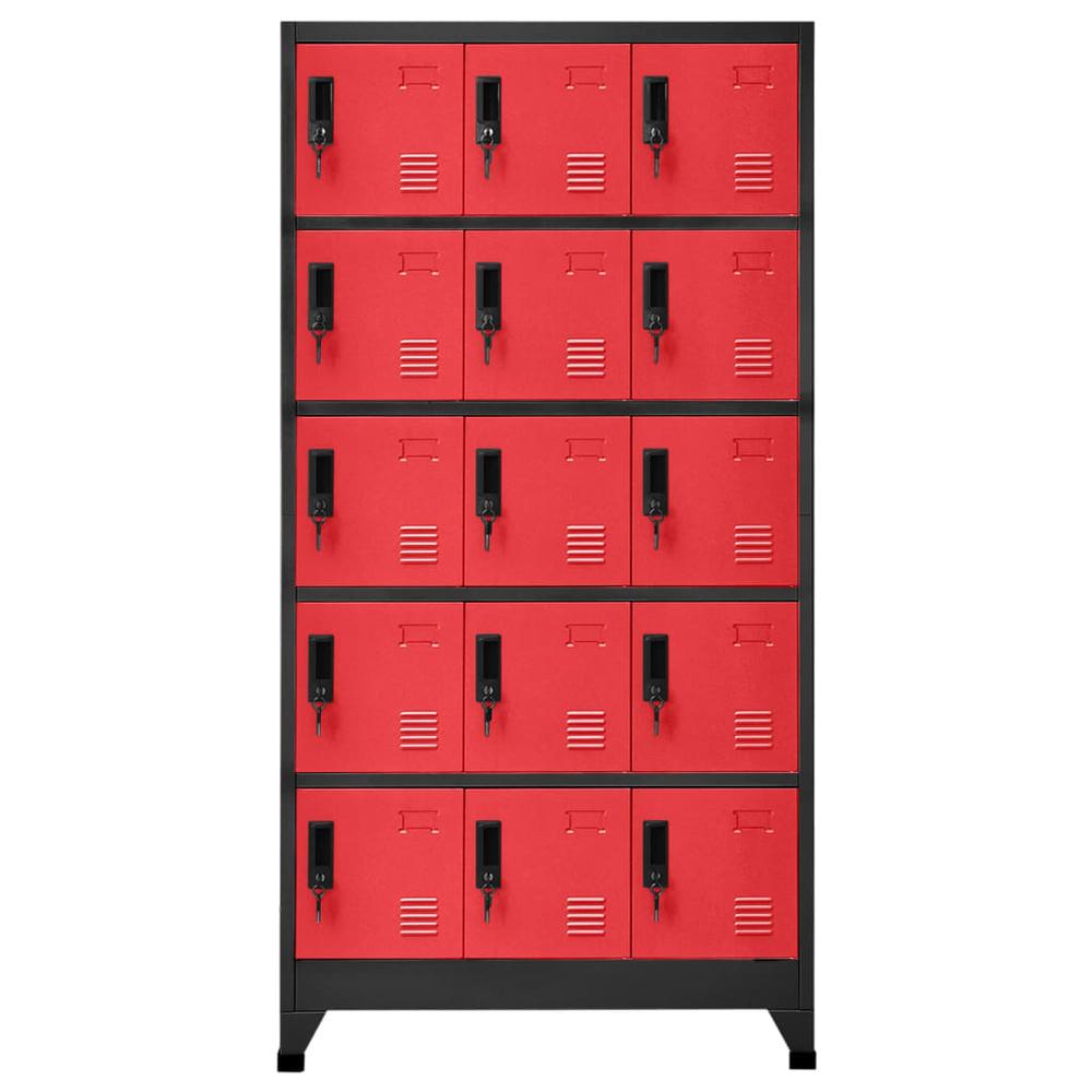 Locker Cabinet Anthracite and Red 35.4"x15.7"x70.9" Steel. Picture 1
