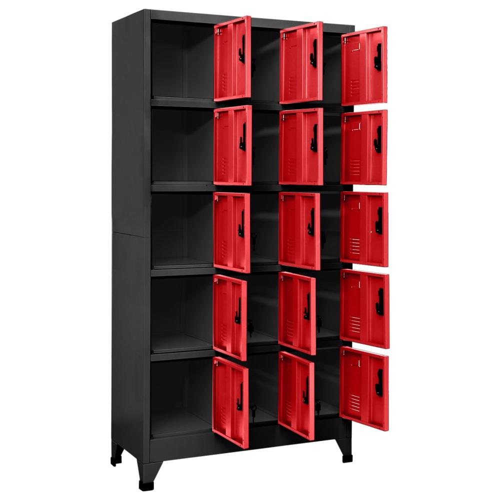 Locker Cabinet Anthracite and Red 35.4"x15.7"x70.9" Steel. Picture 2